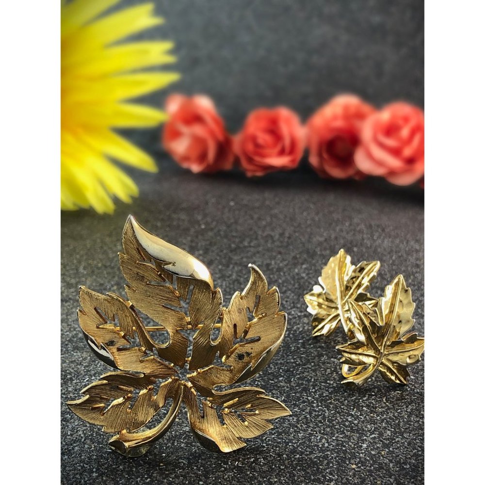 Vintage Gold Tone Brooch and Coro Earrings